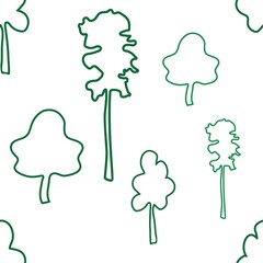 Pattern doodle hand drawing trees on the planet Earth. In isolation. Inscription in Russian: Save the forest. Ecology and conservation of the forest concept.