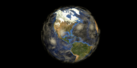 Hurricane Cloud shown from Space. Extremely detailed and realistic high resolution 3d illustraiton. Elements of this render have been furnished by NASA.