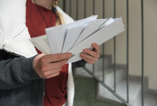 Woman checking mail