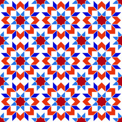 Obraz premium Arabic mosaic seamless pattern. Arabic style digital tapestry, textile print.