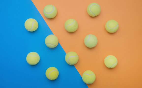 Tennis balls arranged.