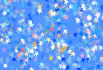 Light Blue, Red vector background with colored stars.