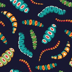 Pattern with caterpillar Design of halloween party