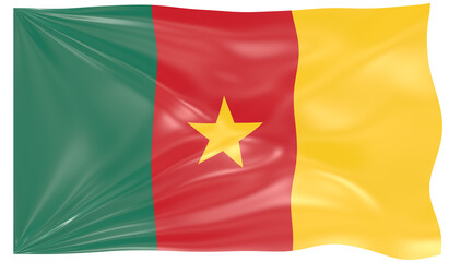 Detailed Illustration of a Waving Flag of Cameroon