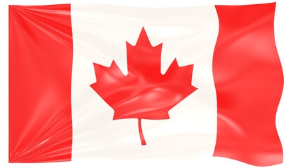 Detailed Illustration of a Waving Flag of Canada