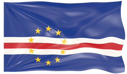 Detailed Illustration of a Waving Flag of Cape Verde