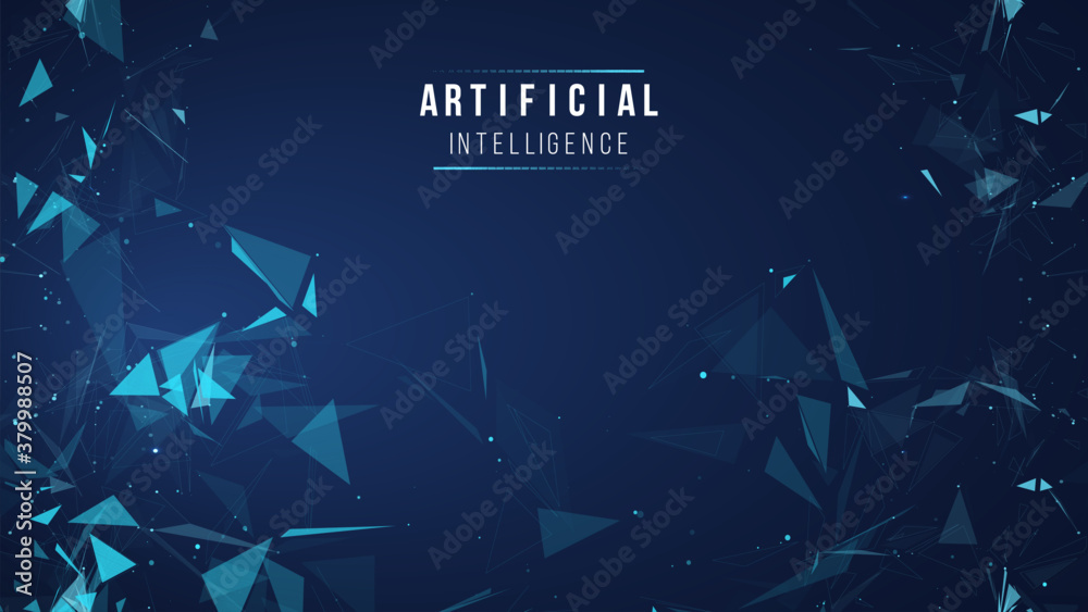 Wall mural artificial intelligence vector wave light background digital wallpaper. communication network. busin