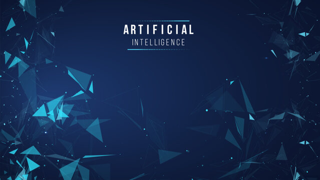 Artificial intelligence vector wave light background digital wallpaper. Communication network. Business information abstract wallpaper. Background 3d grid. Ai tech wire network futuristic wireframe