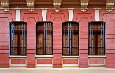 Ancient red facade in Belo Horizonte city, Brazil