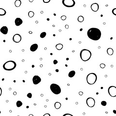 Abstract Black and White Seamless Pattern. Vector Dotted Textured Background.