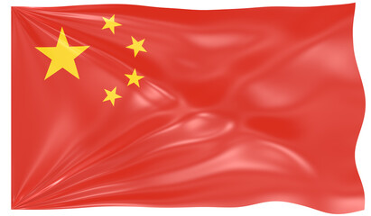 Detailed Illustration of a Waving Flag of China