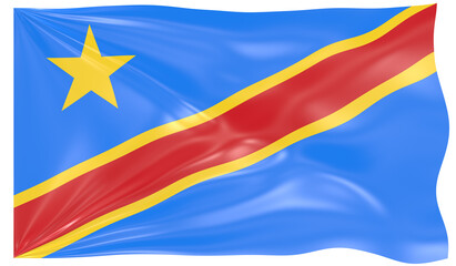 Detailed Illustration of a Waving Flag of Congo Democratic Republic