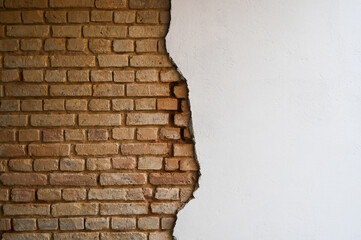 cracked brick wall and putty
