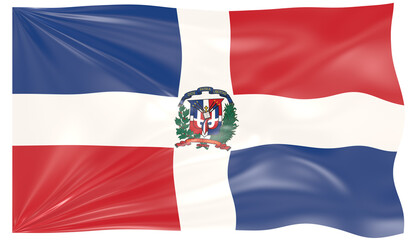 Detailed Illustration of a Waving Flag of Dominican Republic