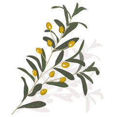 Vector stock illustration of olive branch. Delicate golden-brown leaves for the bride's bouquet.  Spring or summer flowers for invitation, wedding or greeting cards. mint palette. isolated on a white 