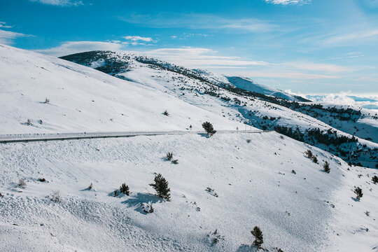 Snowy mountains in La Molina