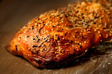 handmade bread with seeds and herbs