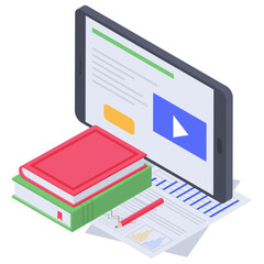 
Isometric icon of online video streaming 
