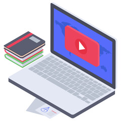 
Isometric icon of online video streaming 
