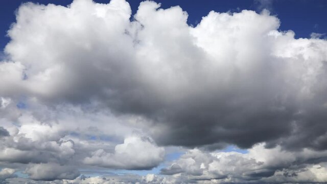 Summer blue sky with moving cumulus clouds timelapse 4K