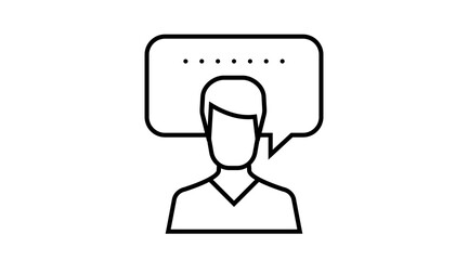 Speech bubble, thinking. Person message. User chat. Man thoughts icon,, cloud , people, customer idea, vector art talk speak communicate. avatar face head vector illustration isolated