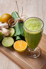 .Green juice or fresh juice detox. Copy space