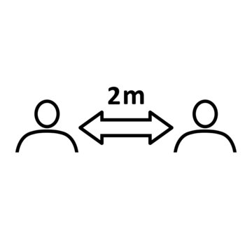Social distancing line icon. People divided by 2 m distance line. Vector Illustration