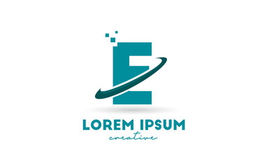 E alphabet letter logo icon in green color. Creative design with swoosh for business and company