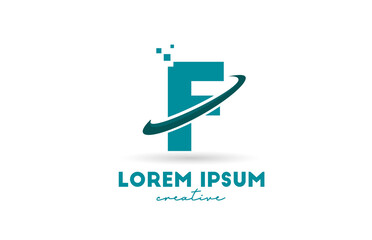 F alphabet letter logo icon in green color. Creative design with swoosh for business and company