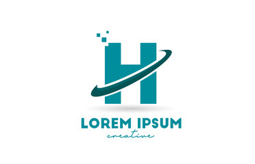 H alphabet letter logo icon in green color. Creative design with swoosh for business and company