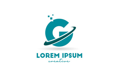 G alphabet letter logo icon in green color. Creative design with swoosh for business and company