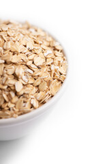 Side view of an oat flakes bowl