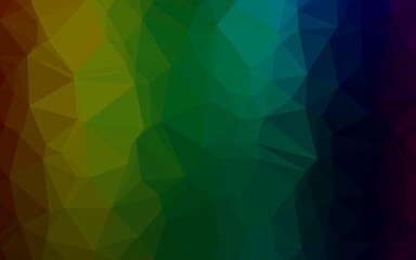 Dark Multicolor, Rainbow vector polygon abstract backdrop. Colorful illustration in Origami style with gradient.  Template for your brand book.