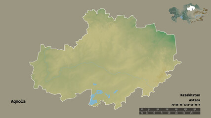 Obraz premium Aqmola, region of Kazakhstan, zoomed. Relief