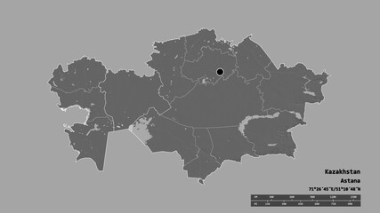 Location of Aqtobe, region of Kazakhstan,. Bilevel