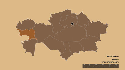 Location of Atyrau, region of Kazakhstan,. Pattern