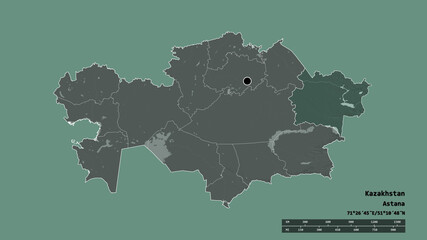 Location of East Kazakhstan, region of Kazakhstan,. Administrative