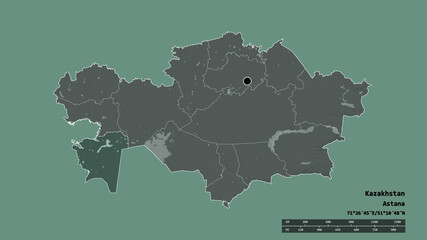 Location of Mangghystau, region of Kazakhstan,. Administrative
