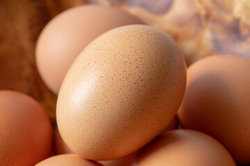 Eggs in a wooden bowl