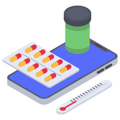 
Mobile healthcare app in isometric vector 
