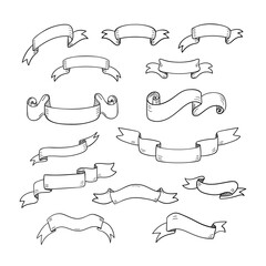 vector set of sketch ribbons