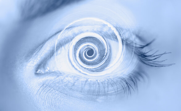 Hypnosis Spiral In Eye With Vertigo 
 -  Image Of Abstract Spiral Hazel Eye 