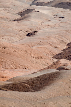 View to soil formations in the desert
