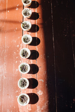 Tea leaves. Rites acrifice to gods in traditional Chinese rite