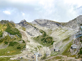 Chair lift in the mountain valley