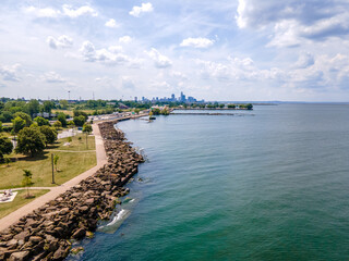 Lake Erie and Cleveland Aerial View