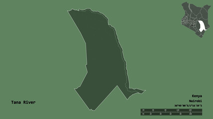 Tana River, county of Kenya, zoomed. Administrative © Yarr65