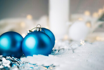 Christmas blue and white background.