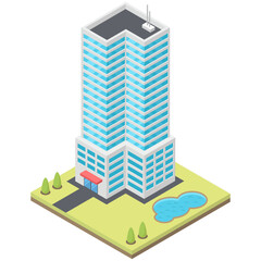 
Modern skyscraper architecture in isometric design 
