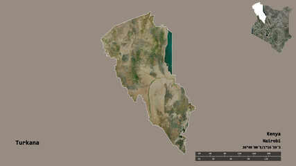 Turkana, county of Kenya, zoomed. Satellite